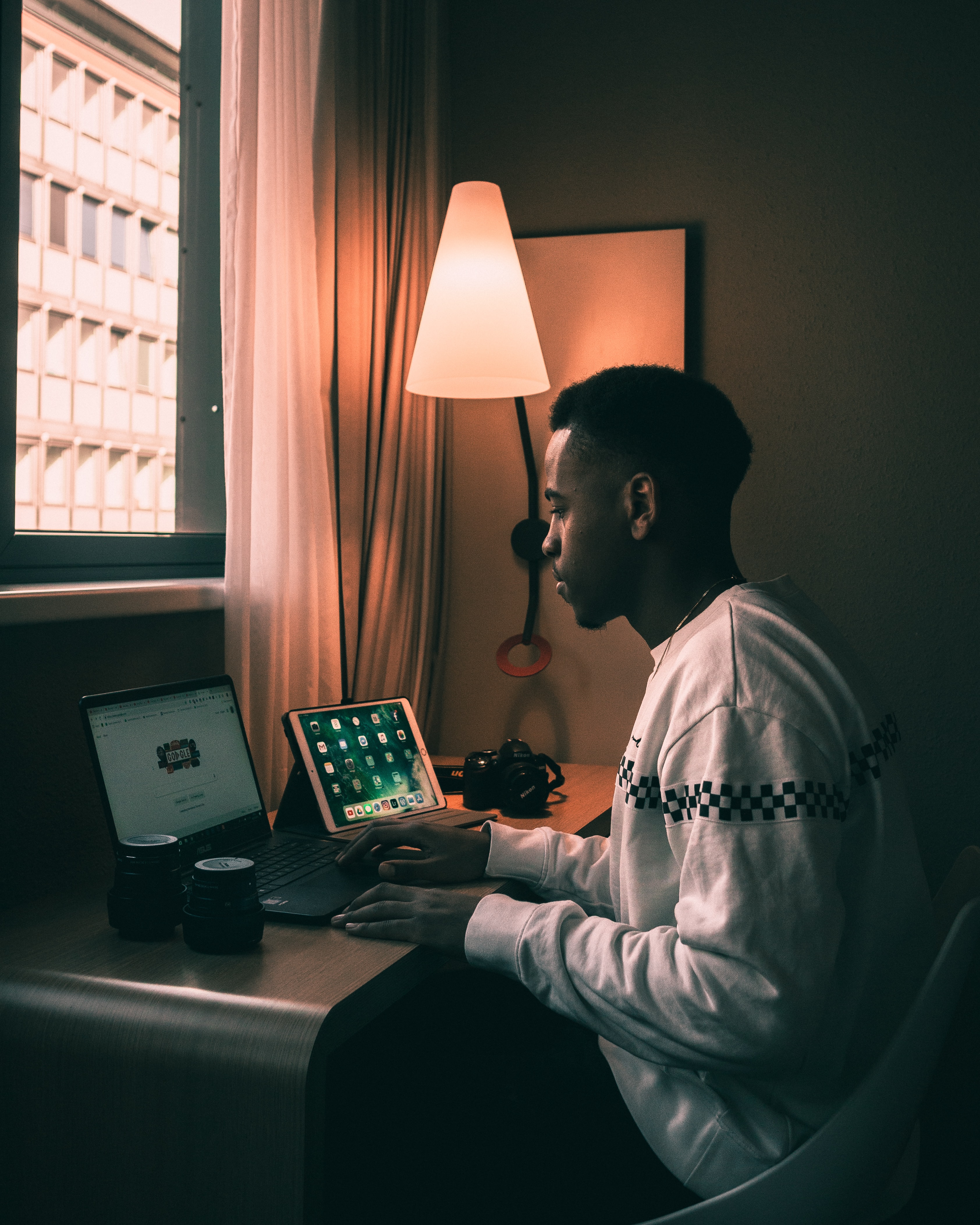 Founder working at desk